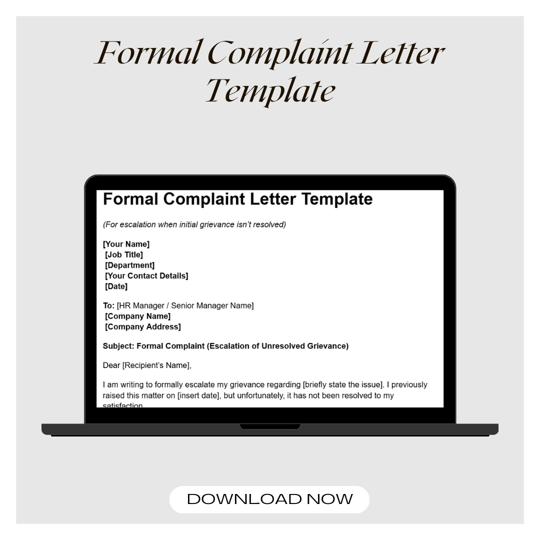 Formal Complaint Letter Template