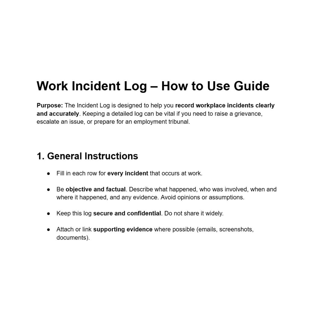 Work Incident Log